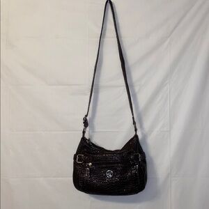 Kim Roger’s Brown Crocodile Embossed Crossbody Bag/shoulder bag. Strap adjusts.
